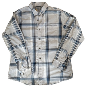 Eddie Bauer Button Up blue plaid Shirt Mens sz L Long Sleeve